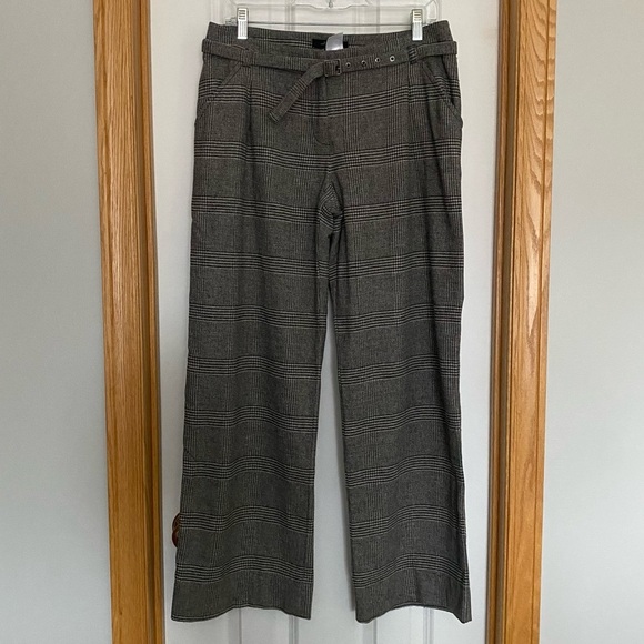 Weekend Max Mara Plaid Wide Leg Belted Trousers Size 42 US 12 - Picture 1 of 10
